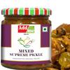 Add me Rajasthani Mix Achar Homemade Mixed Supreme Mango Chilli Lemon Carrot ker Ginger karonda lasoda Fruit Pickle 200gm & khatta meetha nimbu ka achar, Lime Pickle 200gm Combo Gift Pack Glass Jar view 3