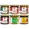 Add me combo pickle box gift pack 6 in 1 dry mango achar 300gm + mixed pickles 300grm + amla murabba 300 gm + sweet Lemon pickle 350gram + Lal mirchi ka achar 300 gm + sweet mango jeera chutney 350grm glass jar view 1