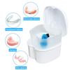 Denture Soaking Box Orthodontic Retainer Bath Case with Strainer Basket, False Teeth Container Dental Denture Bath Box Case Cup for Travel Cleaning - White view 2