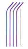 Fancyku Stainless Steel Straws for Drinking with Brushes 4 Bent + 1 Brushes Set of 5 (Rainbow Colour) view 1