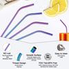 Fancyku Stainless Steel Straws for Drinking with Brushes 4 Bent + 1 Brushes Set of 5 (Rainbow Colour) view 4