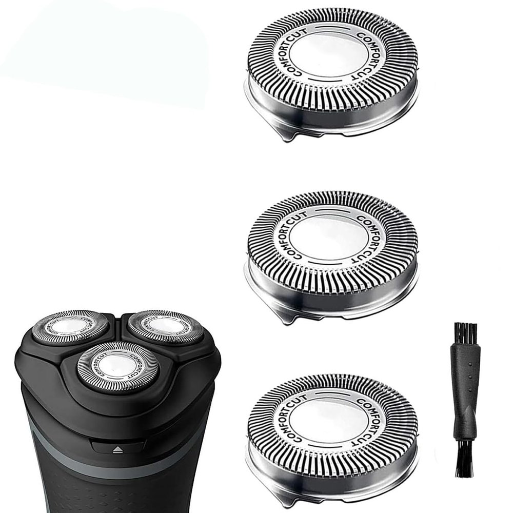 SH30/52 Replacement Heads Blade for Shaver Series 3000, 2000, 1000, S738 Electric Shavers, Comfortcut Razor Replacement blades Compatible with Philips Norelco S1560, 3-Pack with Brush