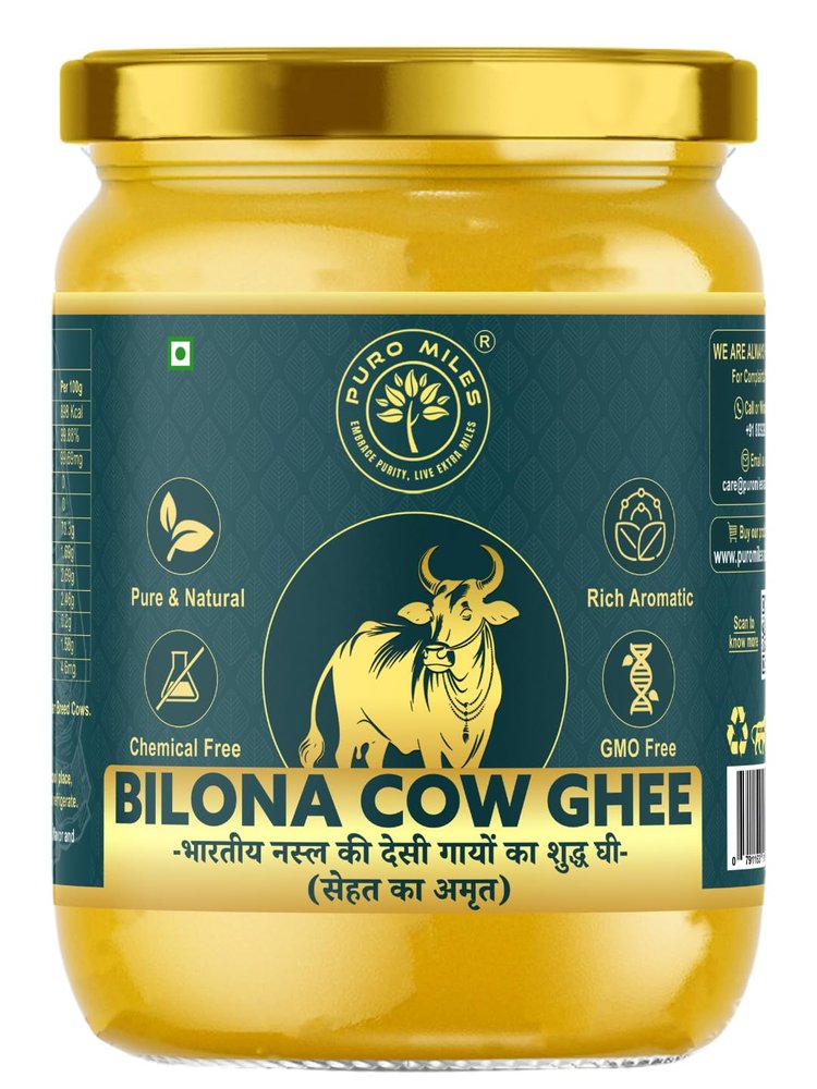 A2 Desi Bilona Cow Ghee - Pure Fresh Premium Tuppa from A2 Desi Cows | Organic Ghrut Natural Curd Churned Nei | Non-GMO | Forest Herbs Fed & Grass-Fed | Enhance Immunity Stamina and Heart Health