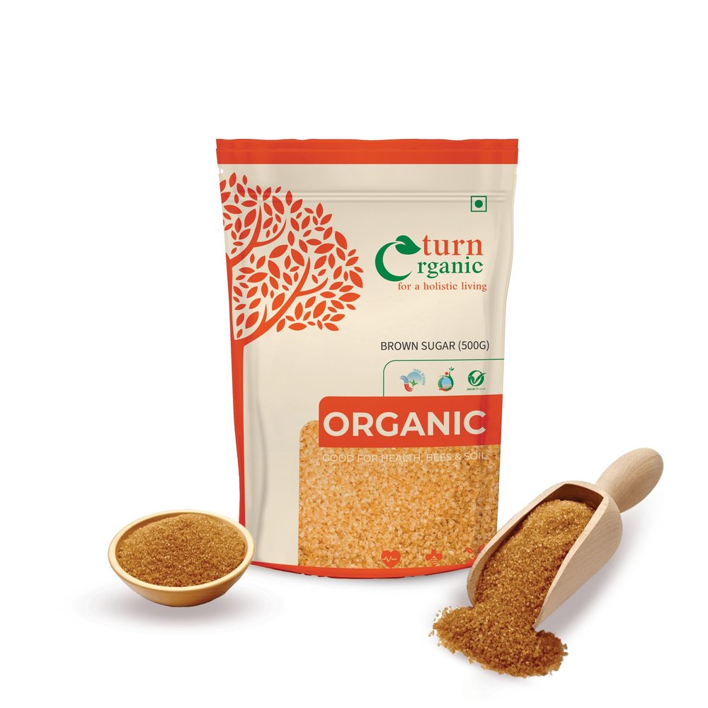 Turn Organic Brown Sugar, 1500g (Pack of 3, 500g each) | Organic Brown Sugar | Natural Brown Sugar | Organically Processed | Unrefined | Unpolised