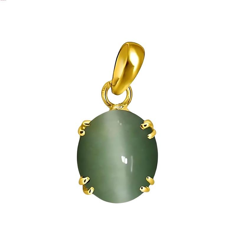 Aquagems Panchdhatu Cats Eye/Lahsunia 3.25 Ratti or 3 Carat Astrological Birthstone 5 Metals Gold Plated Pendant for Men & Women -AN1325