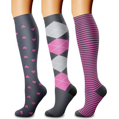 CHARMKING Compression Socks for Women & Men Circulation (3 Pairs) 15-20 mmHg is Best Athletic for Running, Flight Travel, Support, Cycling, Pregnant - Boost Performance, Durability (L/XL,Multi 41)