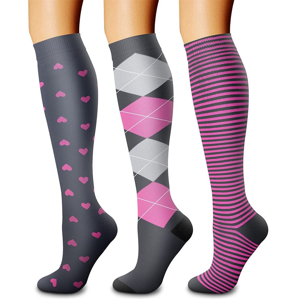 CHARMKING Compression Socks for Women & Men Circulation (3 Pairs) 15-20 mmHg is Best Athletic for Running, Flight Travel, Support, Cycling, Pregnant - Boost Performance, Durability (L/XL,Multi 41)