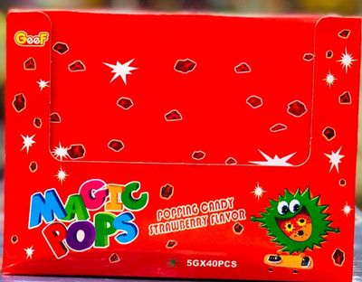 Magic Pops Popping Candy Strawberry Flavor, 40 Pouches, 200 Gm Box ( Imported )