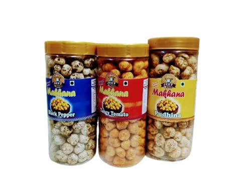 JEET by KSHS Makhana Superpops, Healthy Snacks| (100g)| Olive Oil Roasted| Fox Nuts | Diet Food | Gluten Free | Vegan Snacks| Foodyoga (BLACK PEPPER, PUDHINA & TANGY TOMATO)