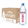 Evian Natural Spring Water, Naturally Filtered Spring Water in Large Bottles, (1 Litre x 12 Units) view 1