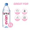 Evian Natural Spring Water, Naturally Filtered Spring Water in Large Bottles, (1 Litre x 12 Units) view 2
