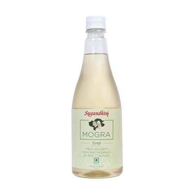 Sugandhim Mogra (Jasmine) Syrup Sharbat, 1x750ml, 100% Naturally Flavoured, Steam Distilled, Colourless, 100% Natural and Handmade Coolant, Energiser, Thirst Quencher, Childhood Favourite, Gift,
