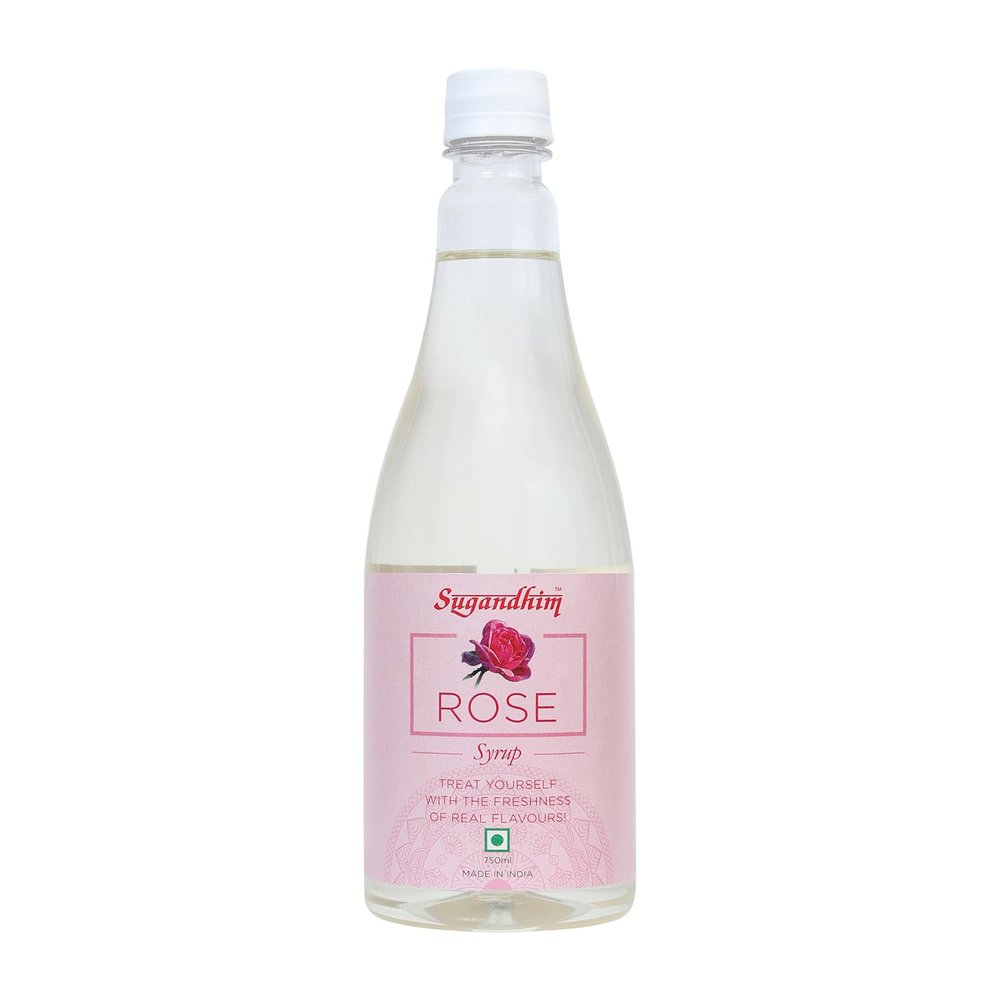 Sugandhim Gulaab 750ml, 100% Natural Flavored Gulab Sharbat, Ready to Drink Summer Quencher Colorless, Instant Cool Refreshing Mixer for Faluda, Mocktails, Juices, Cocktails, Milkshakes