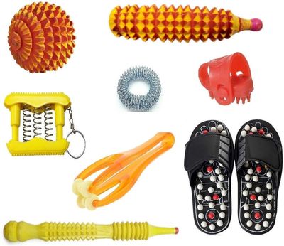 ACi Acupressure Spring-Magnetic Slippers with Manual Massage Products Combo Kit (Free Size)