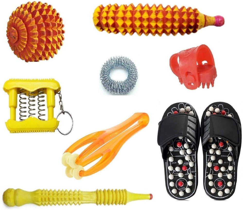 ACi Acupressure Spring-Magnetic Slippers with Manual Massage Products Combo Kit (Free Size)