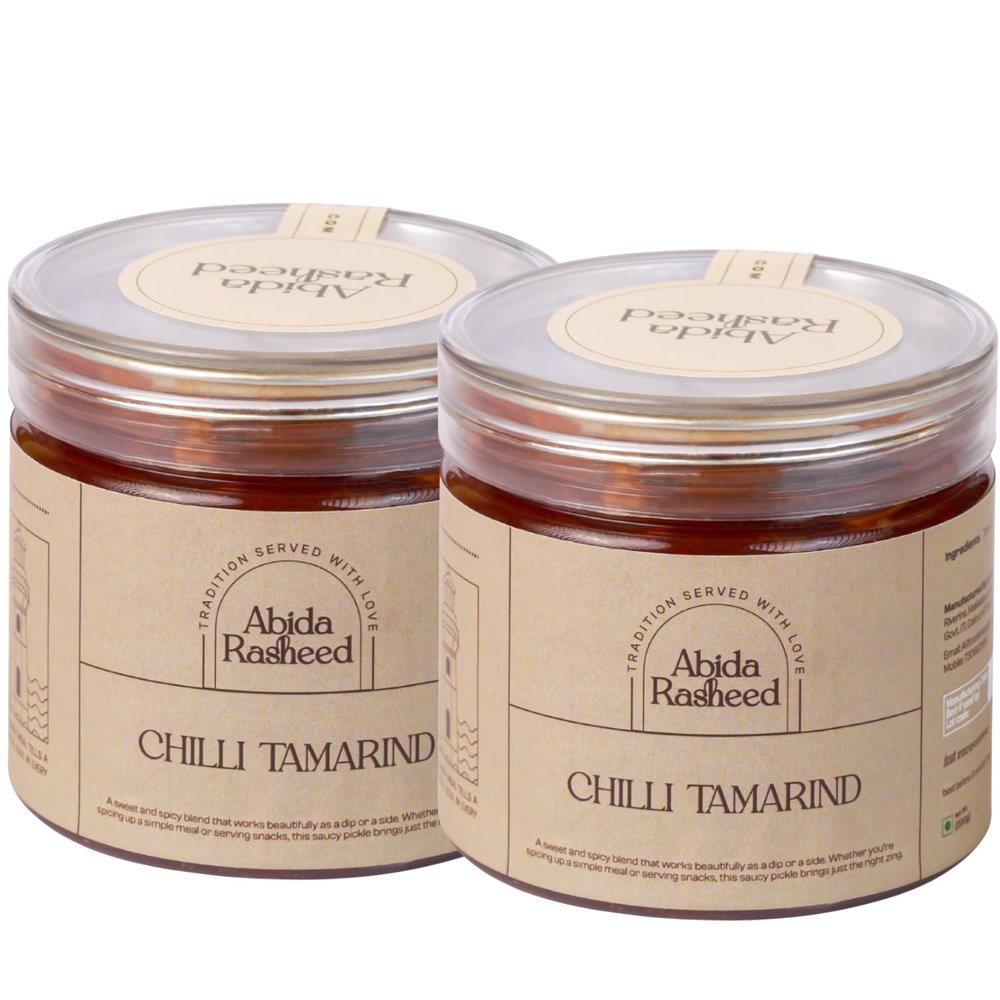 Abida Rasheed's Special Home Made Red Chilli and Tamarind Pickle | No Added Artificial Preservtives (Pack of 2)