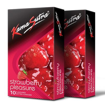 KamaSutra Strawberry Flavored Condoms for Men 10 Count, Pack of 2