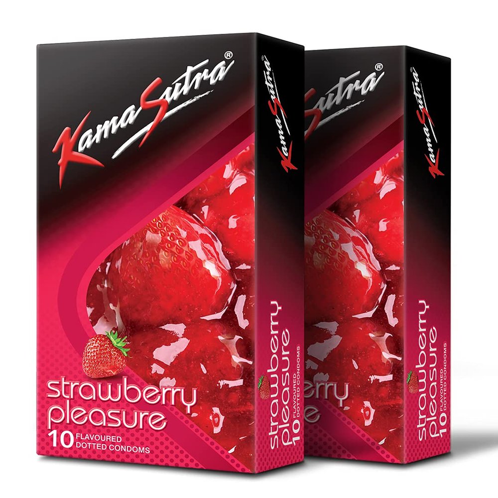KamaSutra Strawberry Flavored Condoms for Men 10 Count, Pack of 2