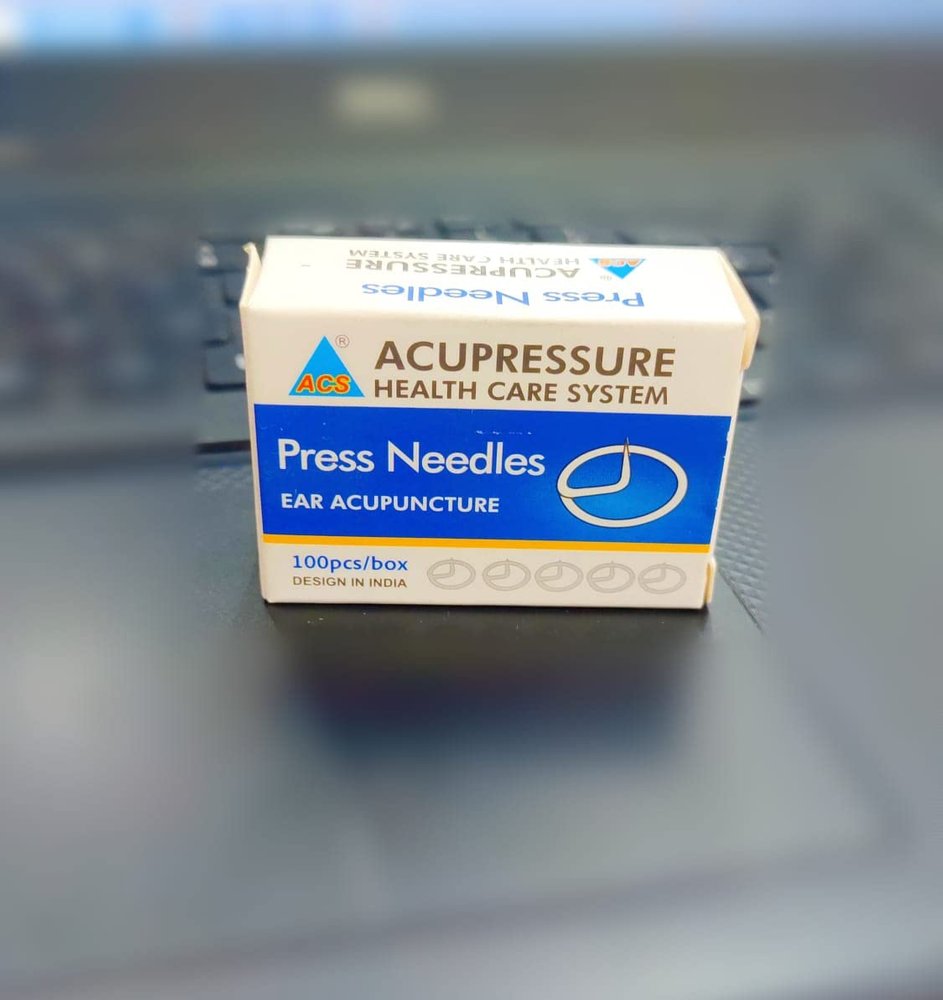 ACS Acupuncture Ear Press Needle for Arthritis (Size - 0.22 x 1.5mm, Press Handle, Pack of 100, Silver)
