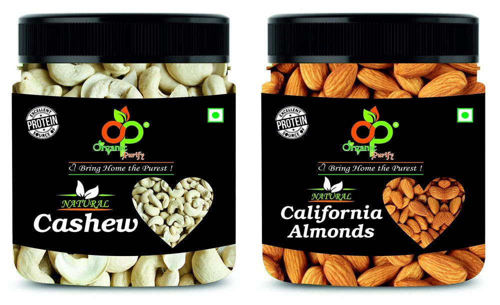 Organic Purify Premium Dry Fruits Combo Pack of Almonds & Cashews (250g Each) JAR PACK (Diwali Celebration Pack)