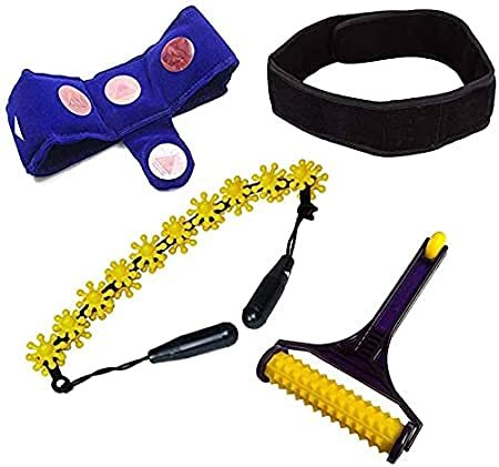 ACi Acupressure Hand Roller + Magic Wheel Massager + Cervivcal Belt Magnetic + Head Belt- Powerful Magnetic Assorted
