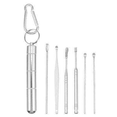 1 Set 7Pcs Ear Picks Ear Cleansing Tools Ear Curettes Earwax Spoons (Silver) Useful Acessories