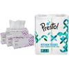 Amazon Brand - Solimo 2 Ply Facial Tissues Carton Box - 100 Pulls (Pack of 4) & Amazon Brand - Presto! 2 Ply Kitchen Tissue Paper Roll - 60 Pulls (Pack of 2) Combo view 1