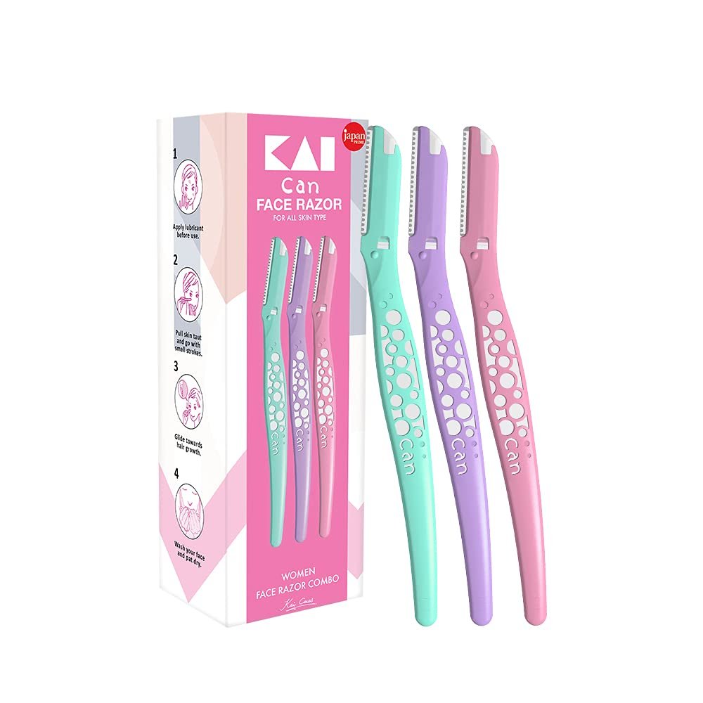 Kai Veitnam Can-Bubble Face Razor for Women/Face Trimmer For Women/Multi Color (Pack of 3)