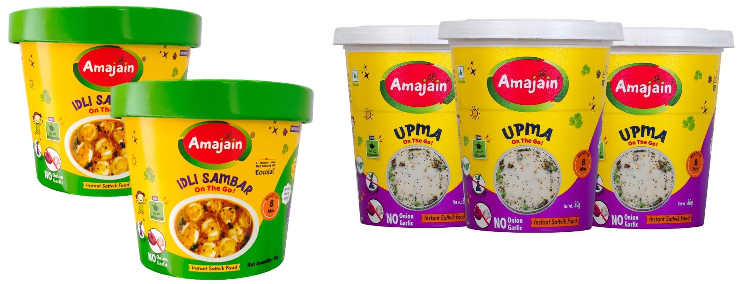 AMAJAIN Instant Idli Sambar + Instant Upma Combo
