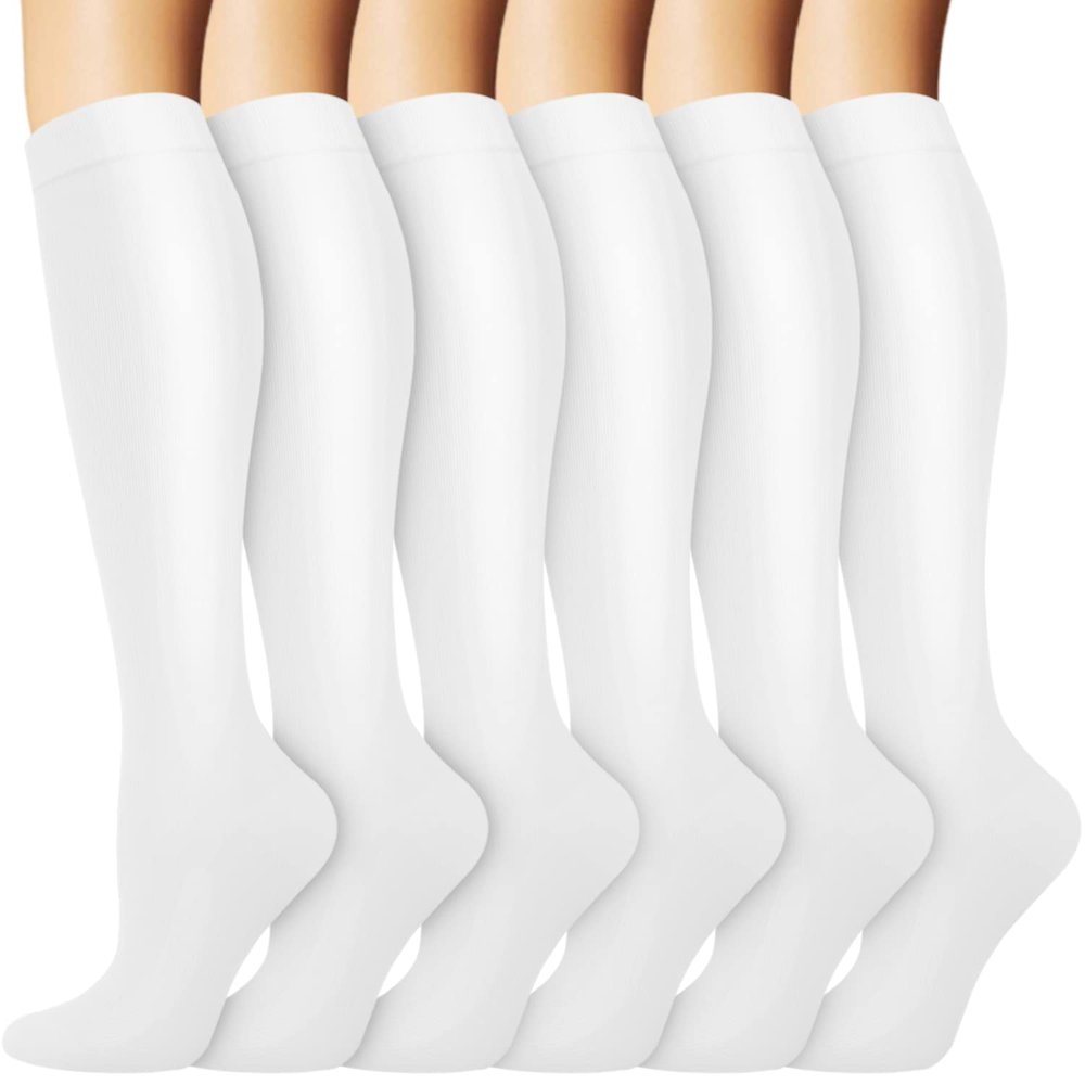 6 Pairs Compression Socks for Women & Men Circulation,20-30 mmhg Nursing Socks Best for Running,Athletic,Hiking,Travel(Large/X-Large)