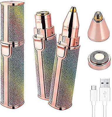 DREWIT STAR Portable Eyebrow Trimmer for Women, Face, Lips, Nose Hair Removal Electric Trimmer with Light, Facial Hair Remover for Women - Rainbow Colour
