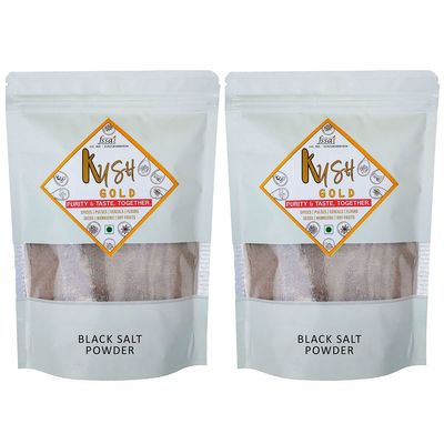 Kush Gold Kiln Fired Black Salt Powder/Kala Namak/Seasoning Salt - 2Kgs (2 Packs of 1Kg Each)