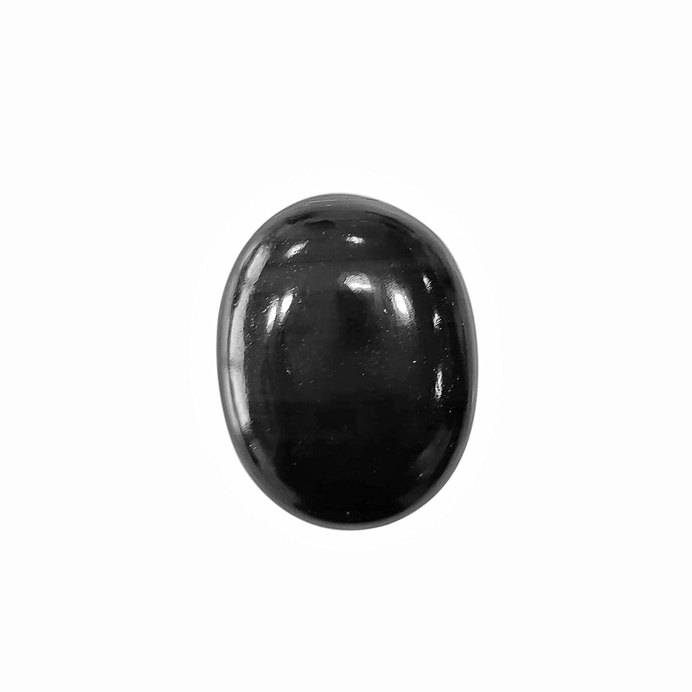 9Dzine Black Obsidian Palm Stone, Black Obsidian Soap, Meditation Natural Crystal Black Obsidian Oval Shape Palmstone for Reiki Crystal Healing (Black)