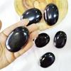 9Dzine Black Obsidian Palm Stone, Black Obsidian Soap, Meditation Natural Crystal Black Obsidian Oval Shape Palmstone for Reiki Crystal Healing (Black) view 4