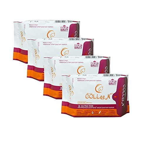 COLLEEN PREMIUM GRAPHENE ANION SANITARY NAPKINS (Pack of 4, 32)
