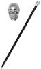 A N H Elegant Walking Stick with Skull Handle Made of Solid Brass Walking Cane for Wedding Ceremony Designer Brass Skull Head Handle Black Stick,Chrome Finish,36 Inch view 1