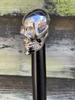 A N H Elegant Walking Stick with Skull Handle Made of Solid Brass Walking Cane for Wedding Ceremony Designer Brass Skull Head Handle Black Stick,Chrome Finish,36 Inch view 4