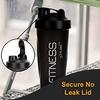 Chubs Fitness Series Protein Shaker Bottle,700 ml 100% Leak Proof Guarantee, Gym Bottle for Protein Shake/Sipper Bottle Pre Workout BCAAs, BPA Free Material Gym Shaker with Plastic Ball(BLACK)-700ML.. view 2