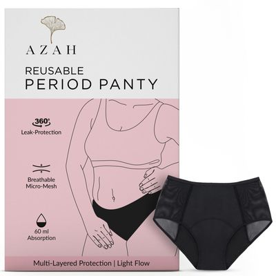 AZAH Period Panty for Women Reusable (Pack of 1, Small) | Leak Proof Underwear | Period Panty Washable for Women | Spotting and Light Flow | Cottony Soft, Comfortable, Rash Free | No Stains Or Odor