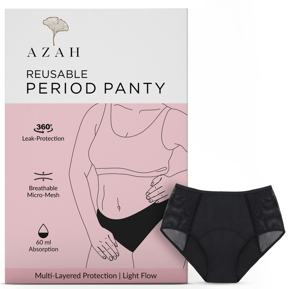 AZAH Period Panty for Women Reusable (Pack of 1, Small) | Leak Proof Underwear | Period Panty Washable for Women | Spotting and Light Flow | Cottony Soft, Comfortable, Rash Free | No Stains Or Odor