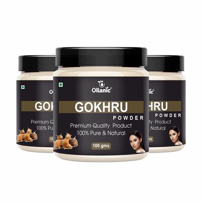 Oilanic Pure and Natural Gokhru Powder for Hair and Skin (Pack of 3, Each 100g)|Ayurvedic Powder for Maintain Hair Growth, for Men and Women No Preservatives, Chemical-Free Herbal Hair Care powder