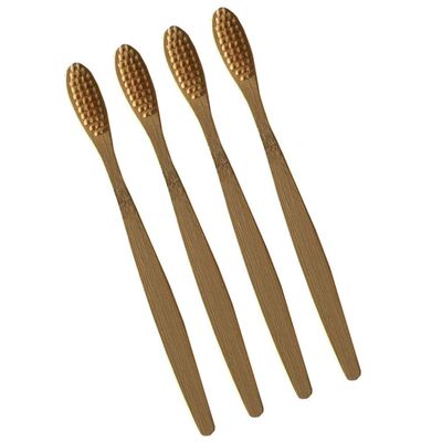 ARTIBETTER 4pcs Natural Toothbrushes Biodegradable- Friendly Toothbrushes Soft Manual Toothbrushes for Travel Home Use ( Khaki )