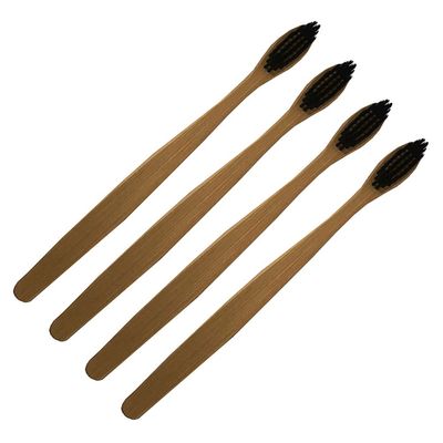 ARTIBETTER 4pcs Natural Toothbrushes Biodegradable- Friendly Toothbrushes Soft Manual Toothbrushes for Travel Home Use ( Black )