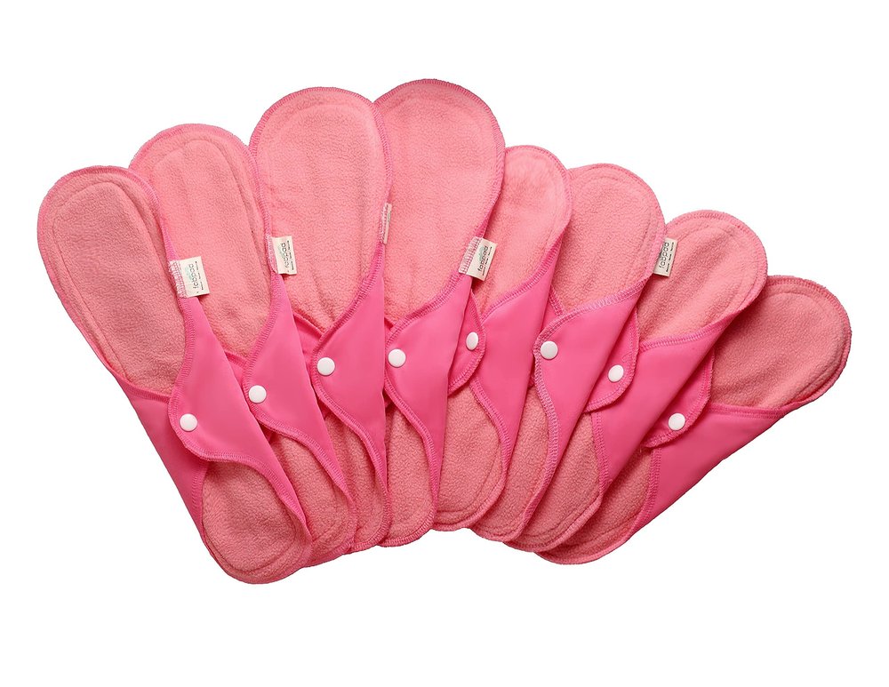 FabPad Reusable Cloth Sanitary Pads for Women - Pack of 8 | Ultra Soft, Leak-Proof, Eco-Friendly, Washable Menstrual Pads with Carry Pouch | Day & Night Use
