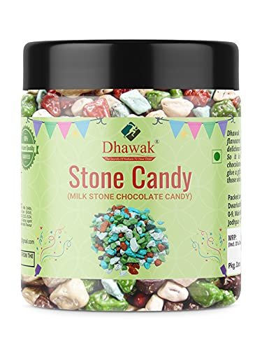 Dhawak Rock Candy - Stone Candy | Milk Stone Chocolate | Rock Shape Chocolate 400 Gms. (Jar Pack)