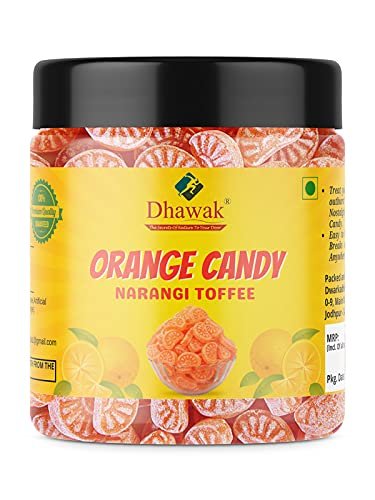 Dhawak Orange Candy | Narangee Candy 300 gms| Narangee Toffee | Orange Toffee | Orange Flavoured Toffee [Jar Pack]