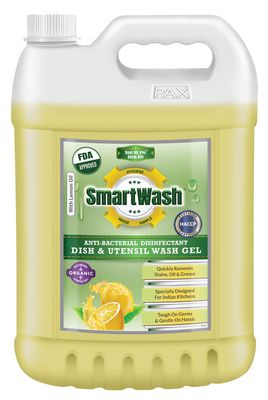 SmartWash Anti-Bacterial Disinfectant Dish & Utensil Wash Gel Strong Germ Protection Kitchen Wash Cleaner Liquid (Lemon Zest), 5L