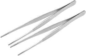 Hesch 9 Pack of Two Straight Point Nail Art Tweezer (6 x 1 x 1 Inch, Grey)