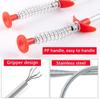 FIZLOZ Drain Cleaning Tool - Wire Brush Hand Kitchen Sink Cleaning Hook - Sewer Dredging Device - Spring Pipe Hair Dredging Tool - Stainless Steel & ABS Plastic - Red & Silver - 23 Inches view 2