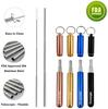 ANAB GI 4 Pack Portable Reusable Metal Straw Collapsible Stainless Steel Drinking Straw Telescopic Straw to Drink Water Smoothie . ?Black & Rose Gold & Blue & Gold? view 2